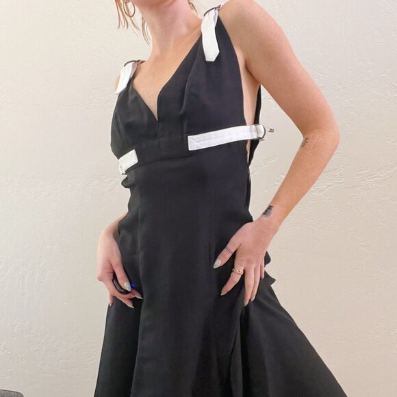 Y2K L.A.M.B. Black Utility Style Fit & Flare Dress - Picture 1 of 7